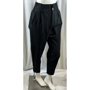 Zara Black Cropped Pleated Ankle Pants